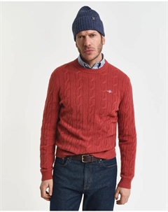 Мужской джемпер с круглым вырезом и узором «косы», красный Gant