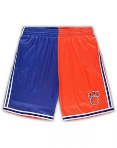 Мужские шорты New York Knicks Big and Tall Hardwood Classics Split Swingman синего и оранжевого цветов Mitchell and ness