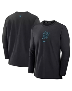 Мужская черная толстовка с капюшоном Miami Marlins Authentic Collection Player Performance Pullover Sweatshirt Nike