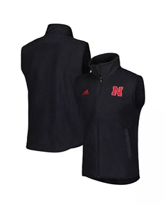 Мужской черный жилет Nebraska Huskers с застежкой-молнией Adidas