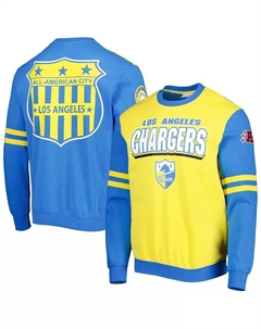 Мужская толстовка с принтом Los Angeles Chargers All Over 2.0 золотистого цвета Mitchell and ness