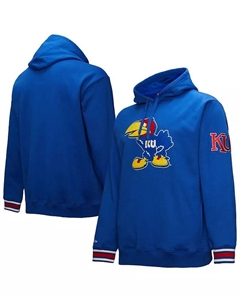 Мужской флисовый худи с цепной строчкой Royal Kansas Jayhawks Mitchell and ness
