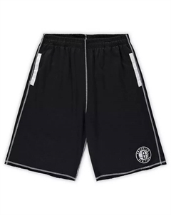Мужские черные и белые вязаные шорты Brooklyn Nets Big and Tall с контрастной строчкой Profile+