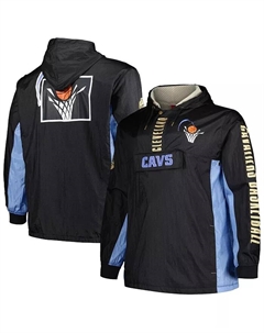 Мужская черная толстовка Cleveland Cavaliers Big Tall Hardwood Classics Team OG 2.0 с капюшоном и молнией на четверть Mitchell and ness