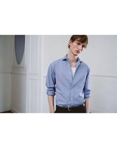 Рубашка в микро-клетку обычного кроя, синий Сфера