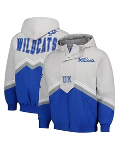 Мужская ветровка с полной застежкой-молнией Kentucky Wildcats Throw It Back Retro в сером и королевском синем цветах Mitchell and ness