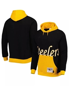 Мужская черная толстовка с капюшоном Pittsburgh Steelers Big Face 5.0 Mitchell and ness