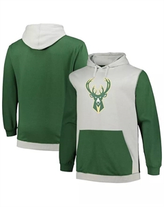 Мужская толстовка с капюшоном Milwaukee Bucks Primary Arctic Pullover большого и высокого размера в цвете Hunter Green с серебристыми элементами Fanatics