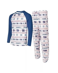 Мужской комплект для сна New York Giants Tinsel с длинным рукавом и брюками, белый, королевский синий Concepts sport