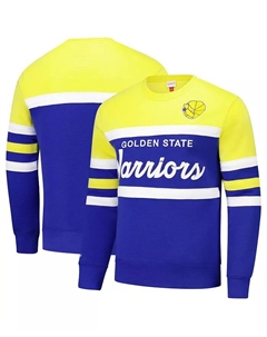 Мужской свитшот Golden State Warriors Hardwood Classics Vintage Logo Head Coach цвета роял/золото Mitchell and ness