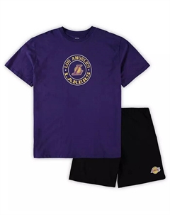 Мужской комплект для сна Los Angeles Lakers Big and Tall: фиолетовая футболка и черные шорты Concepts sport