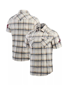Мужская кремовая рубашка Atlanta Braves в клетку на пуговицах Fanatics