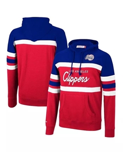 Мужская толстовка с капюшоном LA Clippers Head Coach, королевского красного цвета Mitchell and ness