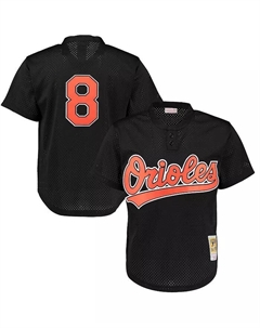 Мужская бейсбольная тренировочная майка Baltimore Orioles Cooperstown с сетчатыми вставками Cal Ripken Jr. черного цвета Mitchell and ness