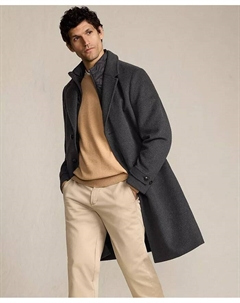 Мужское пальто из шерстяной смеси, черный Lands' end