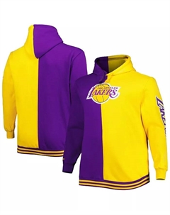 Мужская фиолетово-золотая толстовка с капюшоном Los Angeles Lakers Big and Tall Hardwood Classics Split Mitchell and ness
