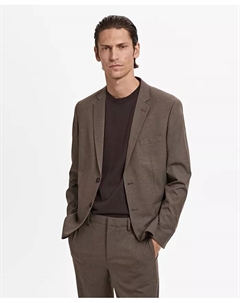 Мужской пиджак из эластичной ткани Super Slim-Fit, коричневый Mango