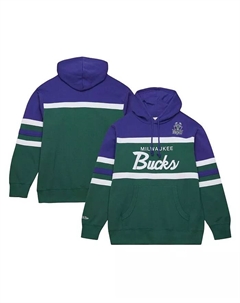 Мужская зелено-фиолетовая толстовка с капюшоном Milwaukee Bucks Head Coach Mitchell and ness