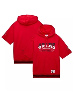Мужская красная толстовка с капюшоном и короткими рукавами San Francisco 49ers Pre-Game Mitchell and ness