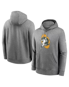Мужская толстовка с капюшоном Heathered Gray Green Bay Packers Rewind Club Fleece Pullover Hoodie Nike