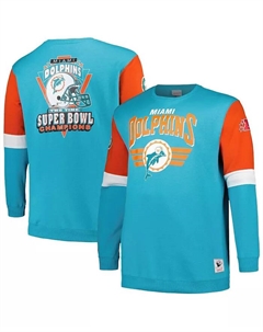 Мужская флисовая толстовка Aqua Miami Dolphins Big and Tall Mitchell and ness