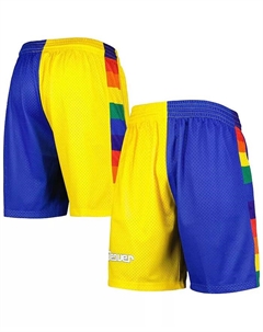 Мужские шорты Hardwood Classics 1991 Split Swingman Denver Nuggets в королевском и золотом цветах Mitchell and ness