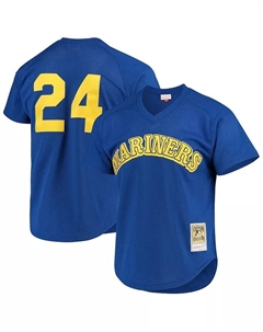Мужская тренировочная бейсбольная майка Seattle Mariners Cooperstown с сеткой Ken Griffey Jr. Royal Mitchell and ness