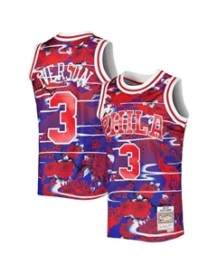Мужская баскетбольная майка Philadelphia 76ers Hardwood Classics в стиле Lunar New Year, модель Allen Iverson, красная Mitchell and ness