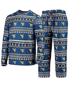 Мужской синий комплект для сна West Virginia Mountaineers: длинная футболка с рукавами и брюки Concepts sport