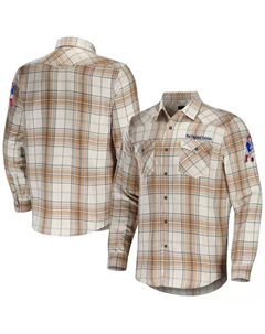 Мужская фланелевая рубашка на пуговицах с длинным рукавом из коллекции NFL x Darius Rucker, цвет Tan, New England Patriots Fanatics