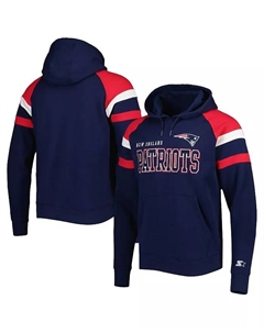 Мужская синяя толстовка с капюшоном New England Patriots Draft Fleece Raglan Pullover Hoodie Starter