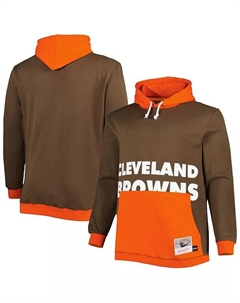 Мужская большая и высокая худи с крупным принтом Cleveland Browns, коричнево-оранжевая Mitchell and ness
