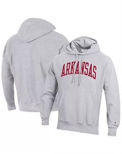 Мужская толстовка с капюшоном Heathered Gray Arkansas Razorbacks Team Arch Reverse Weave Champion