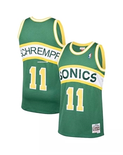 Мужская баскетбольная майка Seattle SuperSonics 1994-95 Hardwood Classics Swingman с именем Detlef Schrempf в зеленом цвете Mitchell and ness