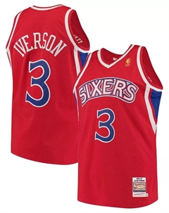 Мужская аутентичная майка Allen Iverson Red Philadelphia 76ers Hardwood Classics Mitchell and ness