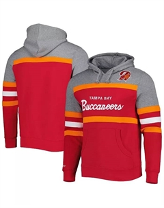 Мужская толстовка с капюшоном Head Coach Tampa Bay Buccaneers красного и серого меланжевого цветов Mitchell and ness