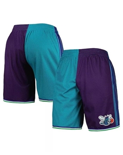 Мужские шорты Hardwood Classics 1999 Split Swingman Charlotte Hornets в цвете морской волны и фиолетового Mitchell and ness