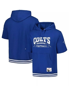 Мужская толстовка с капюшоном Royal Indianapolis Colts Pre-Game с короткими рукавами Mitchell and ness