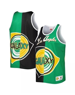 Мужская черно-зеленая майка LA Galaxy с сублимированным разделенным логотипом Mitchell and ness