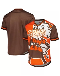 Мужская футболка с V-образным вырезом Cleveland Browns Jumbotron 3.0 Mesh оранжевого цвета Mitchell and ness