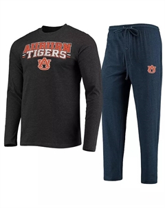 Мужской комплект для сна Auburn Tigers с длинным рукавом и брюками, цвет: темно-синий, серый меланж Concepts sport