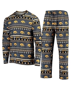 Мужской черный комплект для сна Iowa Hawkeyes с длинными рукавами: свитер и брюки Concepts sport