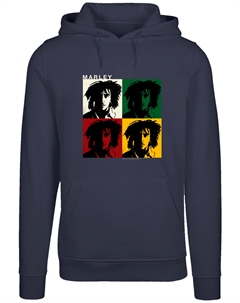 Пуловер Hoodie Bob Marley Reggae Music Colour Blocks, темно синий F4nt4stic