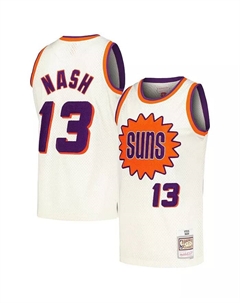 Мужская баскетбольная майка Steve Nash Cream Phoenix Suns Chainstitch Swingman Mitchell and ness