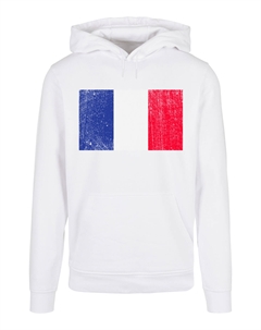 Пуловер Basic Hoodie France Frankreich Flagge distressed, белый F4nt4stic