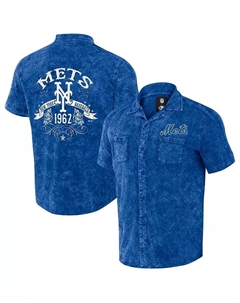 Мужская рубашка на пуговицах Darius Rucker Collection by Royal Distressed в цветах команды New York Mets из денима Fanatics