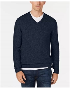 Мужской свитер с V-образным вырезом из 100% кашемира, синий Club room