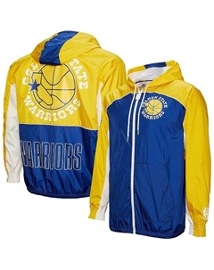 Мужская ветровка Golden State Warriors Hardwood Classics Big Shot с полной застежкой-молнией, цвет королевский/желтый Mitchell and ness