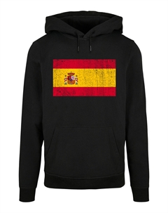 Пуловер Basic Hoodie Spain Spanien Flagge distressed, черный F4nt4stic