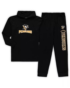 Мужской черный комплект для сна Big and Tall с худи и джоггерами Pittsburgh Penguins Concepts sport